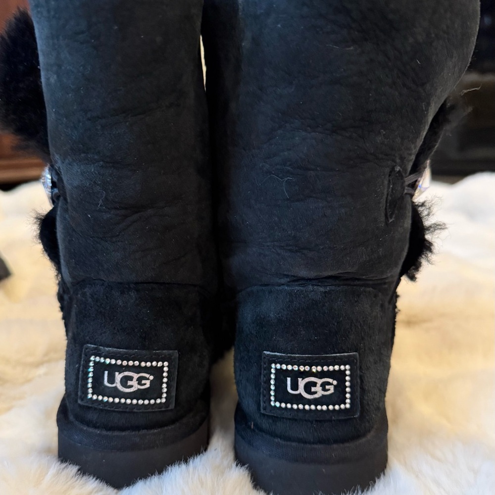 UGG Black Boots with Fur Detail